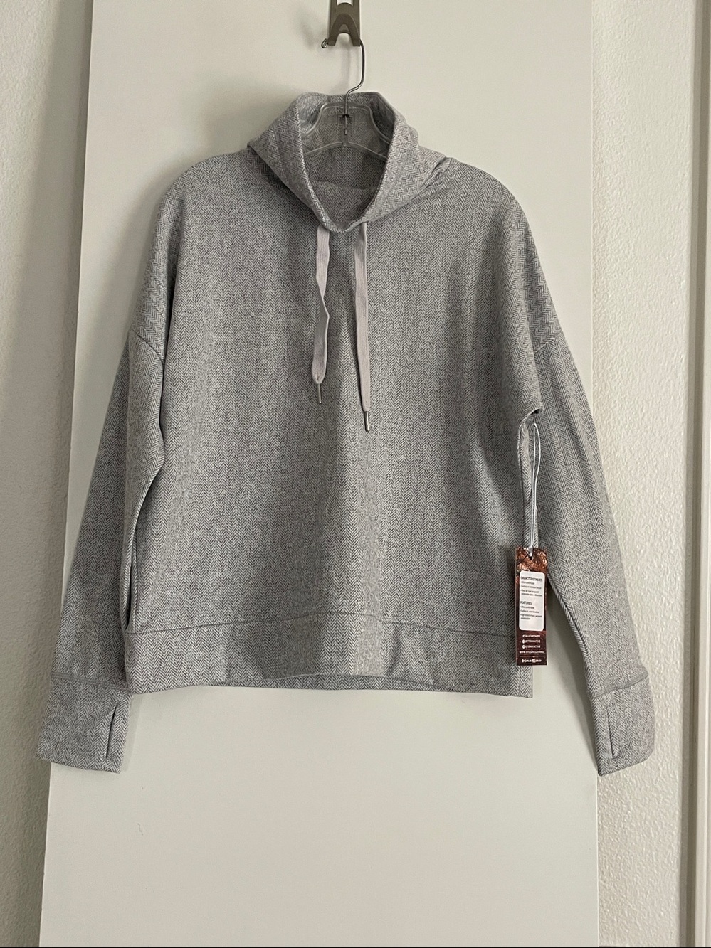 KYODAN Grey Tweed Loose Turtleneck Sweatshirt Sweater Top NWT